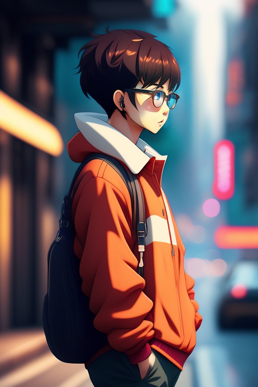 Anime — boy, glasses, cartoon