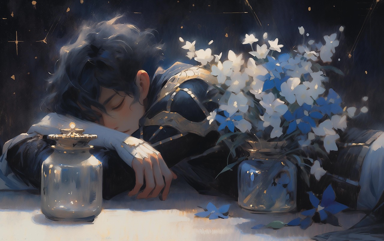 Anime — man, asleep, sleeping