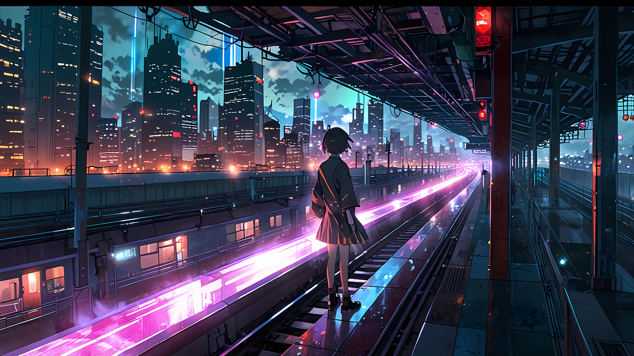 Anime — metro, transport, girl