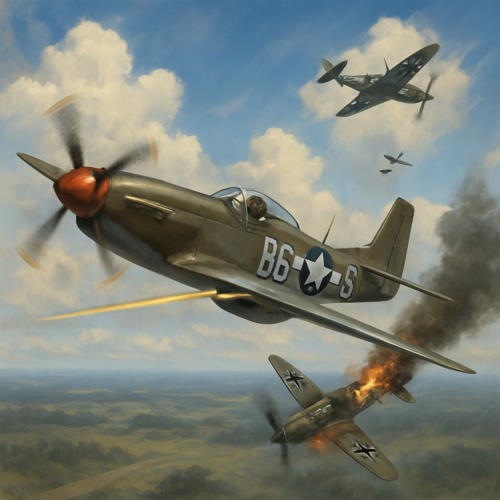 mustang fighter shooting sown some nazis